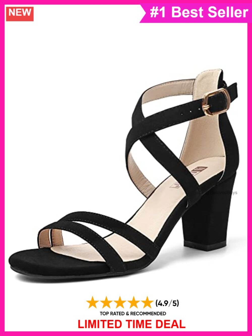 Women's Block Heel Strappy Sandals Open Toe Ankle Strap Dress Shoes